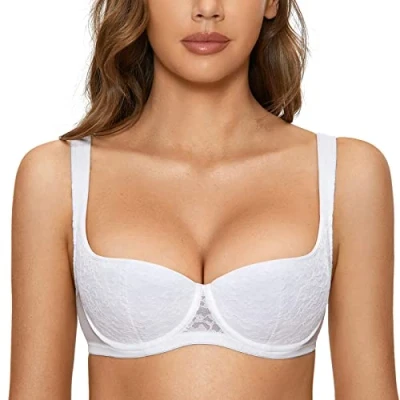 Afbeelding van DOBREVA Sexy push up balconnet beha voor dames, met licht gevoerde beugel, Wit.