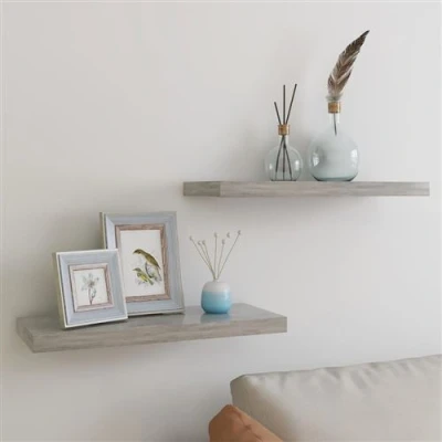 Afbeelding van Wandschappen zwevend 2 st 60x23,5x3,8 cm MDF betongrijs