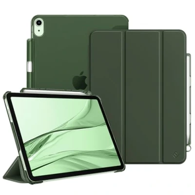 Afbeelding van Fintie Hoes voor iPad Air 5e generatie 2022 / 4e 2020 met penhouder, ultradunne lichte beschermhoes transparante achterkant en automatische slaap waakfunctie, alpine groen