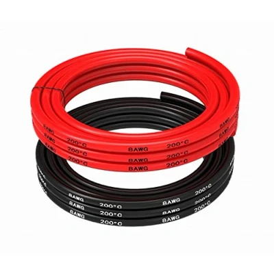 Afbeelding van Makerfire siliconendraad van 8 AWG, lage impedantie, zacht en flexibel, AWG met 0,08 mm koperdraad voor RC auto&#039;s, drones, vliegtuigbatterijen, enz. (2,5 m zwart 2,5 rood)