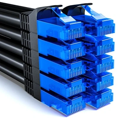 Afbeelding van deleyCON 10 x 2 m CAT6 netwerkkabel U UTP RJ45 CAT 6 LAN kabel patchkabel Ethernet DSL Switch Router Modem Repeater Patch paneel zwart