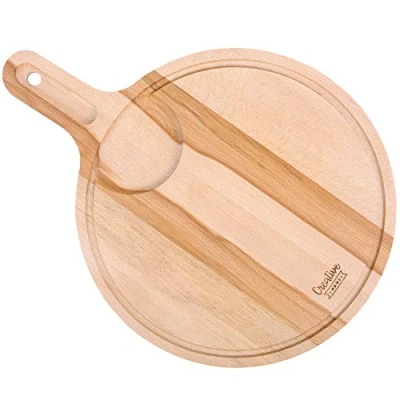 Image de Creative Home Pizza Planche a Decouper en Bois 40x30x1,5cm Rainure pour Jus Espace Bol