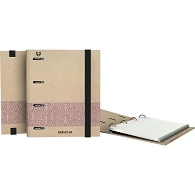 Afbeelding van Unipapel Ordner met 4 ringen, milieuvriendelijk, A5, navulverpakking, 90 vellen, g, geruit, 5 x strepen, paars, FSC gecertificeerd Carpebook