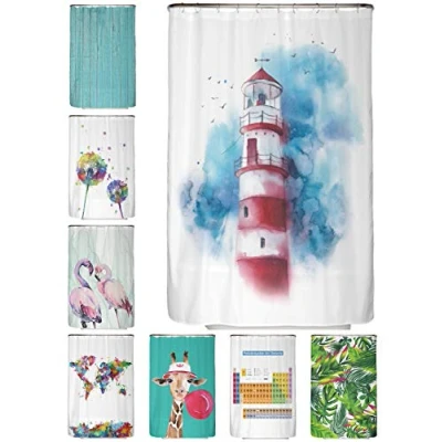 Afbeelding van Arteneur® Douchegordijn 120 x 200 cm van dik machinewasbaar polyester met anti schimmel en waterdicht, inclusief 12 gordijnhaken (Phare)