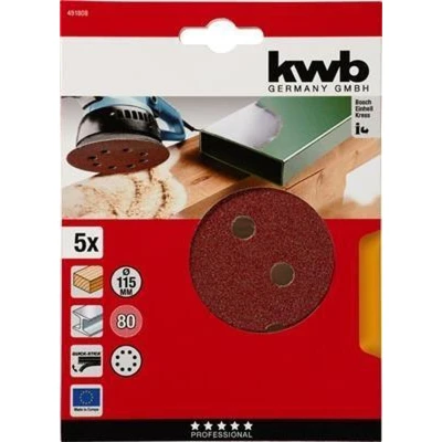 Afbeelding van KWB Schuurschijven 115 mm K80 Set a 5