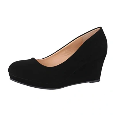 Afbeelding van Elara Vrouwen Pumps Wedge Hakken Met Platform, zwart, 36.5 EU