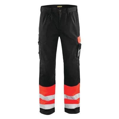 Image de Pantalon haute visibilité rouge fluorescent/noir, poche extra large