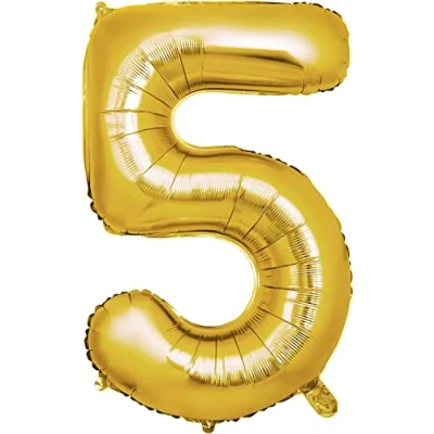 Afbeelding van Verjaardagsballon 101 cm cijferballon hoogwaardige verjaardagsdecoratie feestdecoratie vliegt dankzij helium (goud, cijfer 5)