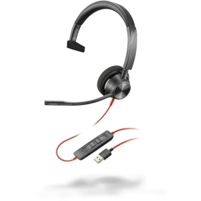 Image de Micro casque Poly Blackwire 3310 monaural USB C certifié Microsoft Teams + adaptateur C/A