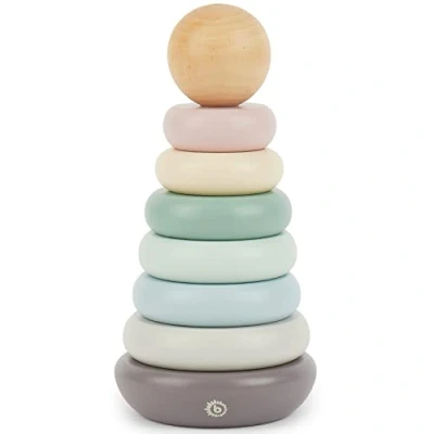 Afbeelding van Bieco baby stacking rings toy rainbow stacker ring wooden toys montessori