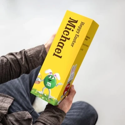 Afbeelding van M&amp;Ms Cadeauset personaliseer je melkchocolade set voor vrouwen en mannen (geschenkdoos 3 zakjes)