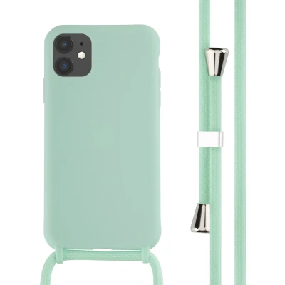 Afbeelding van iMoshion hoesje Geschikt voor iPhone 11 met koord Siliconen Mintgroen