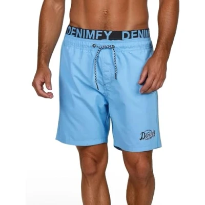 Afbeelding van DENIMFY Heren Short DFNeo bequem Blauw L Volwassenen Zwembroek Zwemshort