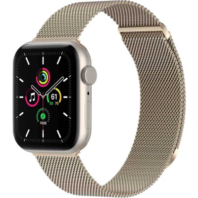 Afbeelding van imoshion Milanees magnetisch bandje voor de Apple Watch Series 1 10 / SE Ultra (2) 42/44/45/46/49 mm Maat S Sterrenlicht