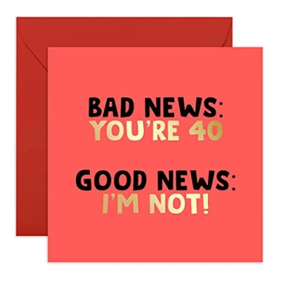 Afbeelding van Central 23 grappige verjaardagskaart voor de 40e verjaardag &quot;Bad News You&#039;re 40&quot; kaart Wordt geleverd met stickers