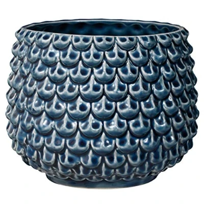 Afbeelding van Bloomingville Pinecone Bloempot, decoratieve bloempotten, kleur voor binnen, creatieve retrostijl, L (16,5 cm ø), petrol, keramiek