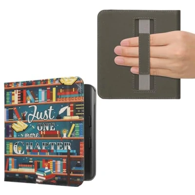 Afbeelding van kwmobile E reader hoesje geschikt voor Kobo Libra Colour hoes flip case met magneetsluiting Ereader cover bibliotheek design in meerkleurig
