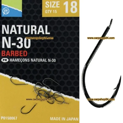Afbeelding van Preston Natural N 30 Barbed (15 pcs) Maat : 10
