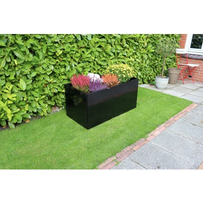 Afbeelding van Wovar Plantenbak Zwart Verzinkt Staal 50 x 90 cm Bloembak