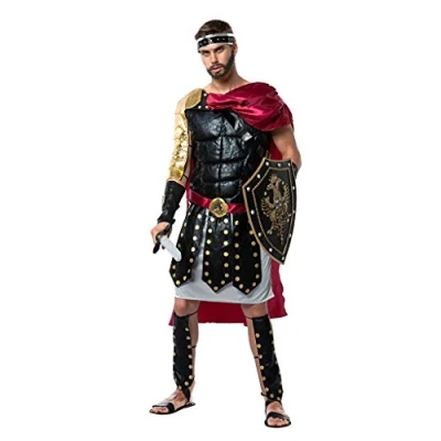 Afbeelding van EraSpooky Romeinse gladiator kostuum heren cape Halloween volwassenen