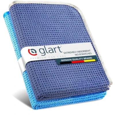 Afbeelding van Glart Set van 4 absorberende microvezeldoeken voor het drogen glas, servies, servies en badkamer, 70 x 50 cm, blauw/grijs, droge handdoeken