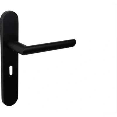 Afbeelding van Lavuzo Deurkruk Ragusa zwart met afgerond schild SL56 Per set Deurklink