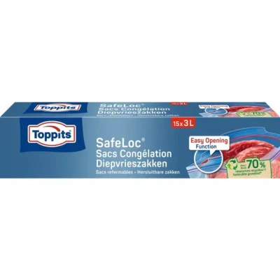 Afbeelding van Toppits Safeloc Zip Diepvrieszakken 3 liter 15 zakken