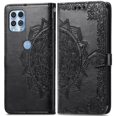 Afbeelding van iMoshion Hoesje Geschikt voor Motorola Moto G100 Met Pasjeshouder Mandala Bookcase Zwart