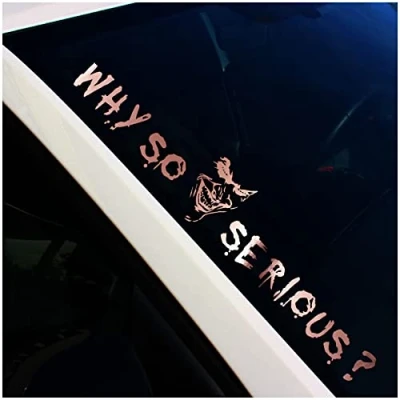 Afbeelding van Finest Folia Why So Serious? Joker voorruitsticker voor voorruit, autosticker, FS56 (roségoud verchroomd, buitenlijm)