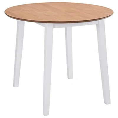 Image de vidaXL Table à manger ronde abattant MDF blanc245370