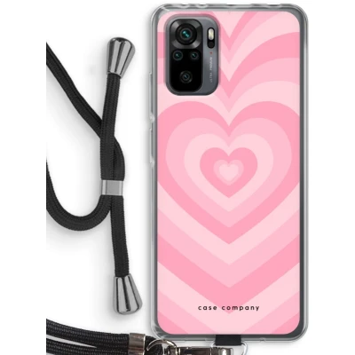Afbeelding van Case Company® hoesje met Koord geschikt voor Xiaomi Redmi Note 10 Pro Hart Roos Telefoonhoesje Zwart Bescherming aan alle Kanten en Over de Schermrand