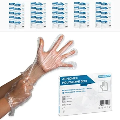 Image de ARNOMED gants jetables en PE pour hommes, 10.000 pcs gant jetable boîte, alimentaire de ménage transparents, plastique protection la coloration des cheveux, fins