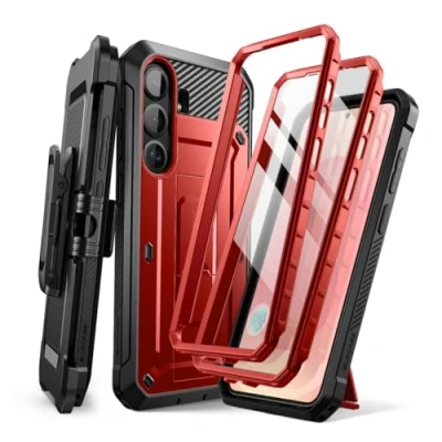Afbeelding van Supcase, Integraal hoesje Geschikt voor Samsung Galaxy S25 Schokbestendig Crutch Support, Rood