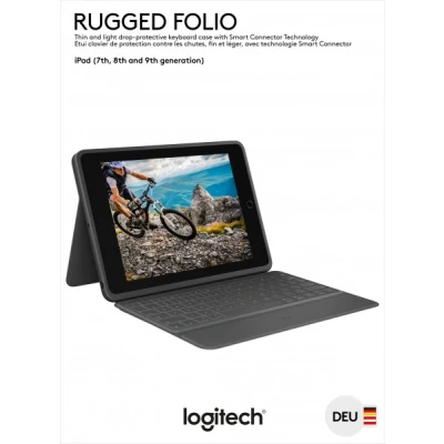 Afbeelding van Logitech Keyboard Rugged Folio, Smart Connector, grafiet voor Apple iPad 10.2&quot;, Gen.7/8/9, DE, Retail