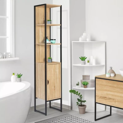 Image de Meuble colonne salle de bain DETROIT 1 porte design industriel
