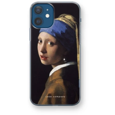 Afbeelding van Case Company® hoesje geschikt voor iPhone 12 mini The Pearl Earring Soft Cover Telefoonhoesje Bescherming aan alle Kanten en Schermrand
