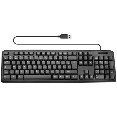 Afbeelding van APM 100020 bekabeld USB toetsenbord ergonomisch computertoetsenbord met 105 toetsen cijferblok Azerty pc zwart