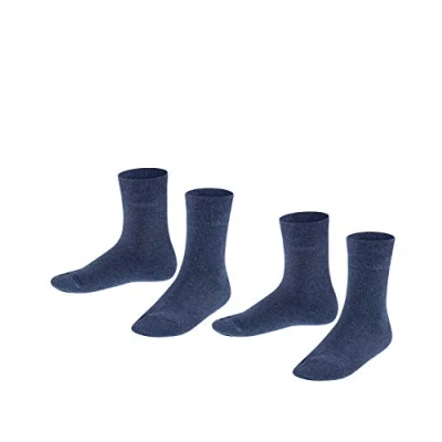 Image de ESPRIT Foot Logo 2 Pack K SO coton unies lot de paires, Chaussettes Mixte enfant, Bleu (Navy Blue Melange 6490), 23 26