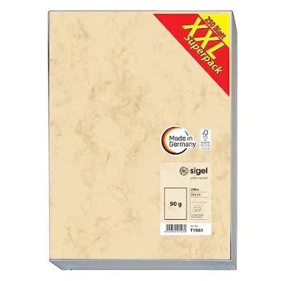 Afbeelding van SIGEL T1081 briefpapier, 21 x 29,7 cm, 90 g/m², beige marmer, 250 vellen