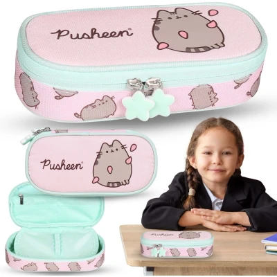Afbeelding van Schooltas met vakken, tas voor meisjes, aardbeienroze, 5 x 22 10 cm, Pusheen vakken A, Kinderen