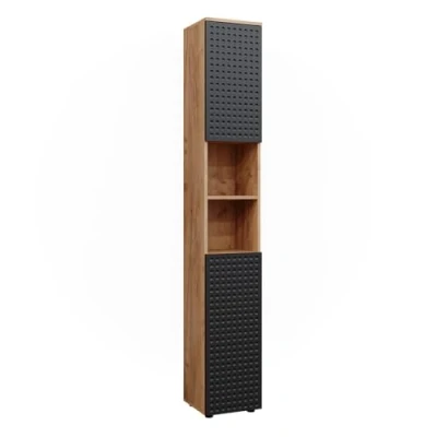 Afbeelding van Vicco Badkamerkast Irma, Gestippeld antraciet/Krachtige eik goud, 30 x 192 cm