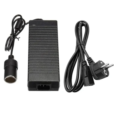 Afbeelding van Spanningsomvormer 220 V naar 12 V: netadapter 180 W/15 A voor auto, AC DC met sigarettenaansteker compressorkoeler en autostofzuiger