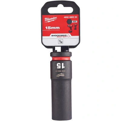 Afbeelding van MILWAUKEE 4932480333 SHOCKWAVE IMPACT DUTY 1/2&quot; slagvaste dop diep 15 mm
