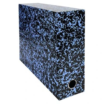 Afbeelding van Exacompta Annonay 89722E Transferboxen, gelakt, robuust en robuust, rugbreedte 90 mm, 24 x 32 cm, ideaal voor documenten in A4 formaat, blauw, 5 stuks