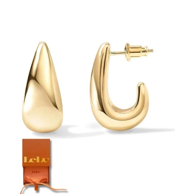 Afbeelding van Lelu Oorringen Gouden Oorbellen Dames Druppel Oorhangers 14K Goud Verguld Oorstekers Sierraden 12mm