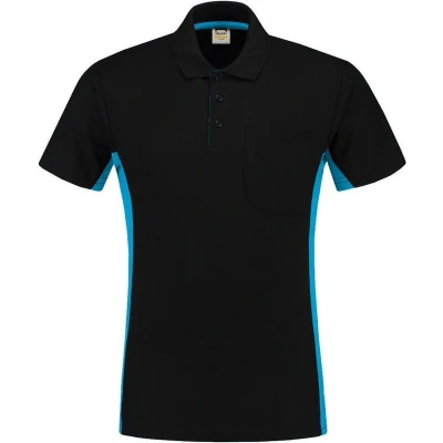 Afbeelding van Tricorp Poloshirt Workwear 202002 180gr Zwart/Turquoise Maat 5XL