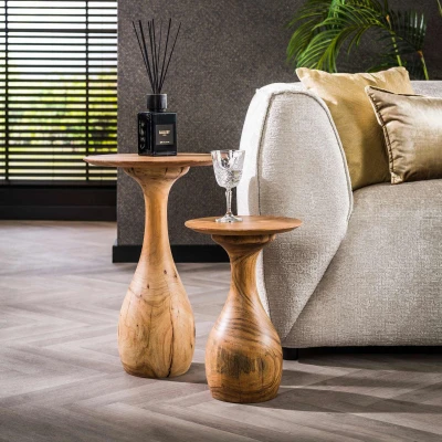 Afbeelding van Davidi Design Vaha Massief Bijzettafel Set Druppel Voet