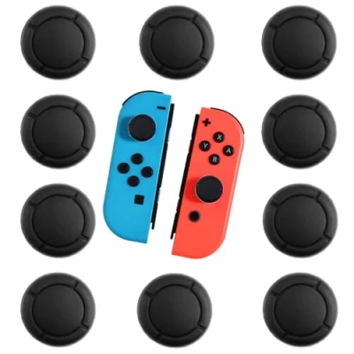 Afbeelding van Set van 10 zwarte Siliconen joystick doppen Duimdoppen Vervangende voor Nintendo Switch Lite OLED