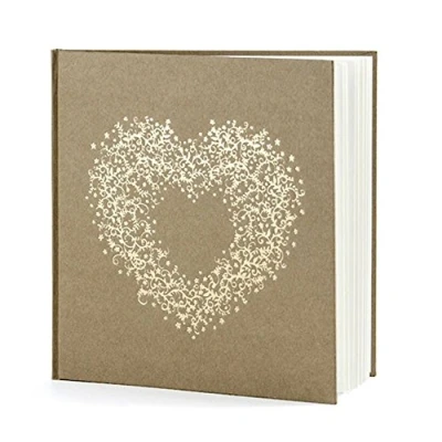 Afbeelding van Partydeco Gastenboek kraft hart goud