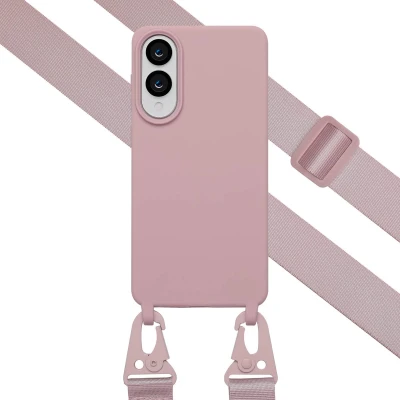 Afbeelding van Selencia Siliconen hoesje met afneembaar koord voor de Samsung Galaxy S25 Edge Sand Pink